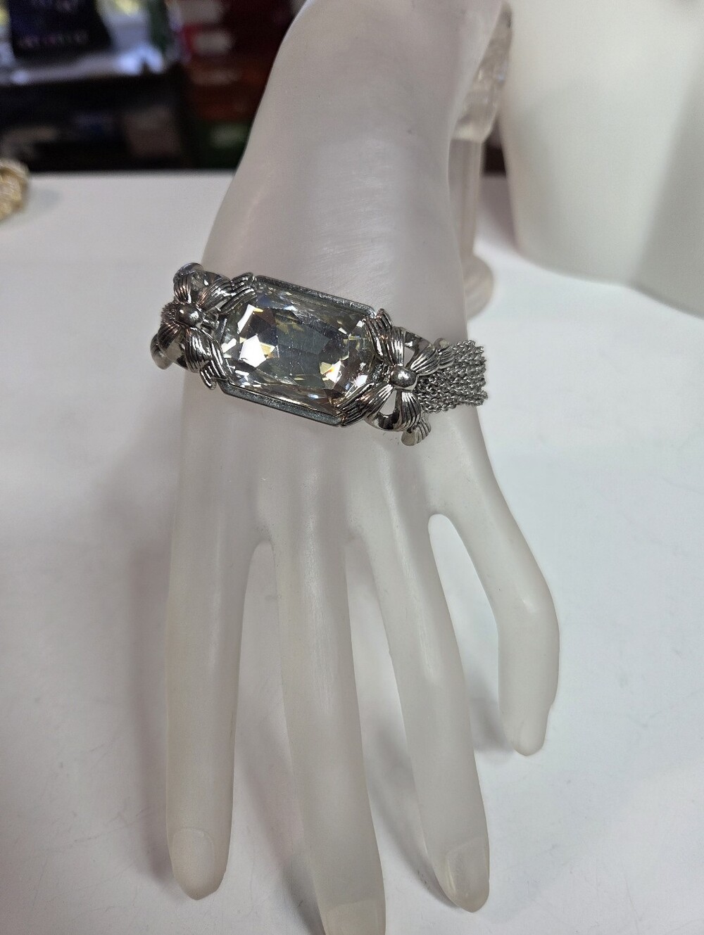 my flat in london silver tone multichain faceted stone bracelet jan haerich 7in